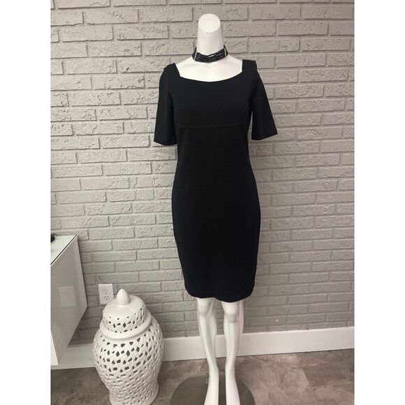 Talbots Black Women Causal Square Neckline Sheath Dress Size 6P - Picture 1 of 6